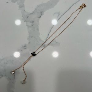 Faux Pearl and Iconic Swarovski Crystal Swan Y-Necklace